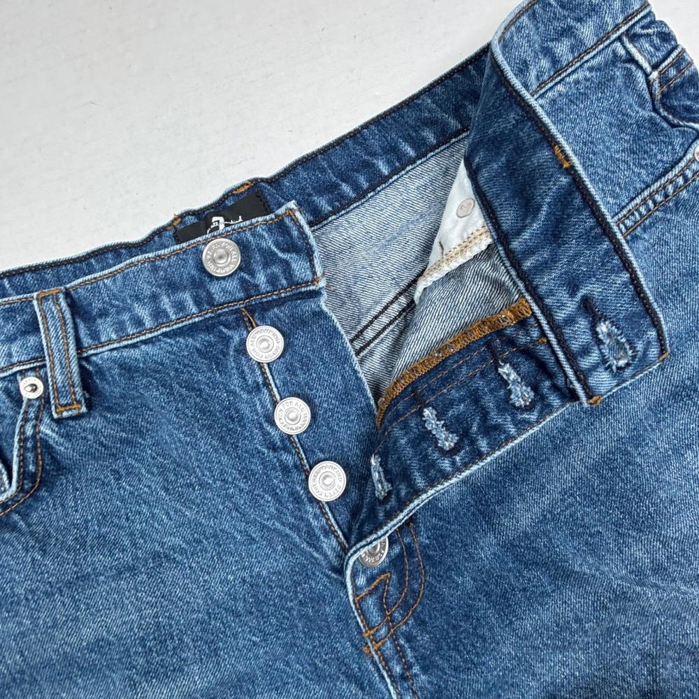 7 For All Mankind High Rise‎ Distressed Denim Shorts 35X2 Cutoffs Button Fly EUC - Picture 8 of 9